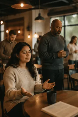 Cozy Church Gathering in Cafe Setting