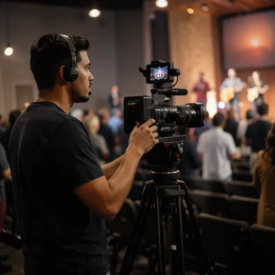 Camera Operator During Church Service Production