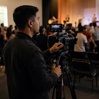 Camera Operator Filming Church Service