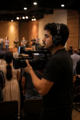 Camera Operator Filming Church Service