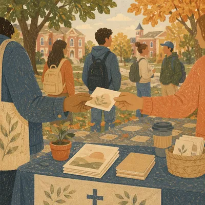 Campus Evangelism Table on University Quad