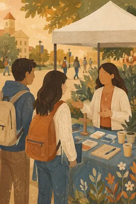 Campus Evangelism Table on Autumn Quad