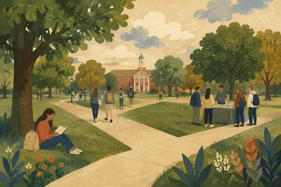 Campus Evangelism on Peaceful University Quad