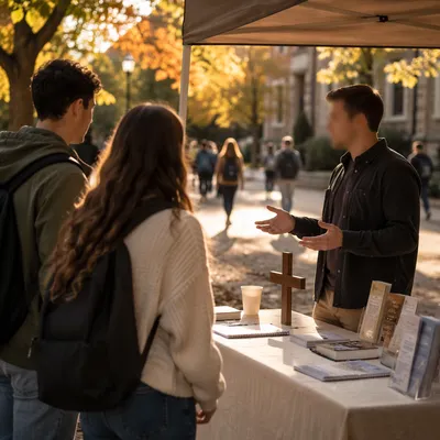 Campus Evangelism Table on University Quad