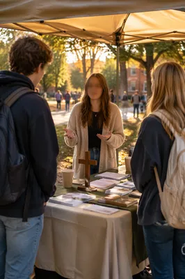 Campus Evangelism Table on University Quad