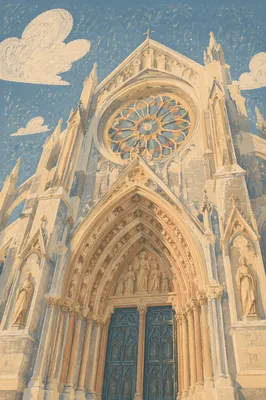 Grand Catholic Basilica Interior with Marble Columns