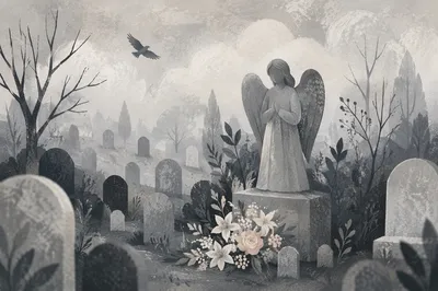 Peaceful Cemetery Memorial at Dawn
