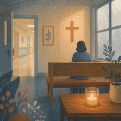 Quiet Hospital Chapel Prayer Room at Dawn