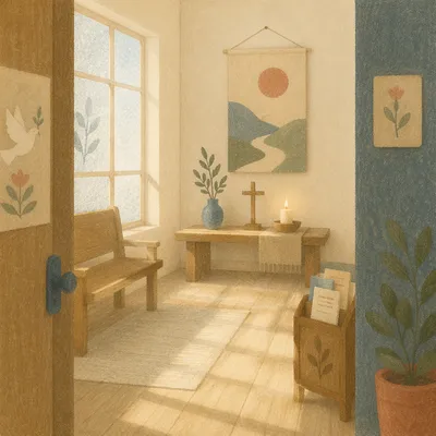 Quiet Hospital Chapel Prayer Room Interior