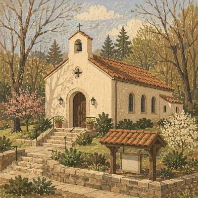 Quiet Hospital Chapel by Wooded Campus