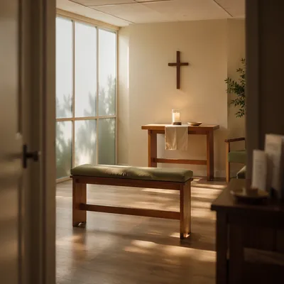 Quiet Hospital Chapel Prayer Room Interior