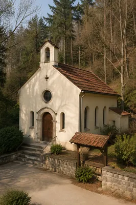 Quiet Hospital Chapel by Wooded Campus