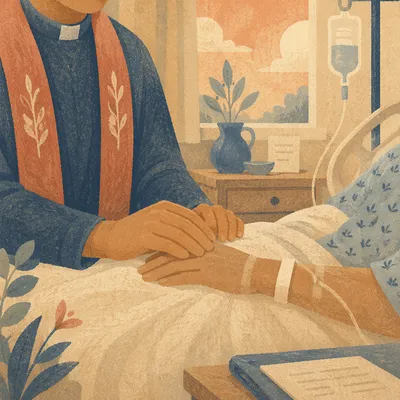 Chaplain Praying with Patient at Bedside