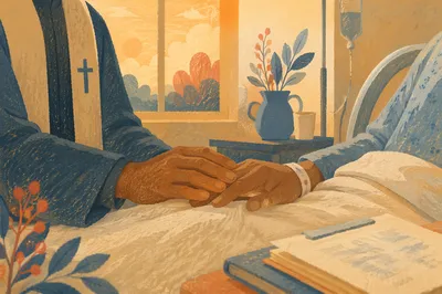 Chaplain Praying with Patient at Bedside