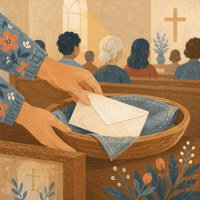 Cheerful Giving During Sunday Church Service