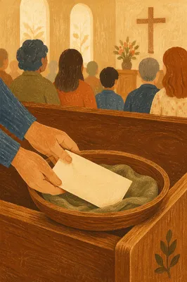 Cheerful Giver Offering Envelope in Church