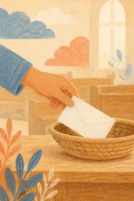 Cheerful Giving Envelope in Offering Plate