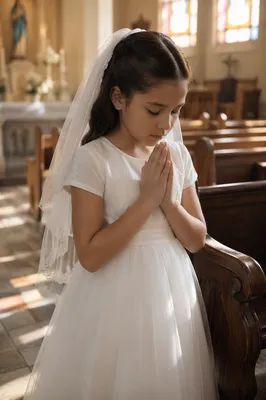 Young Girl in First Communion Dress