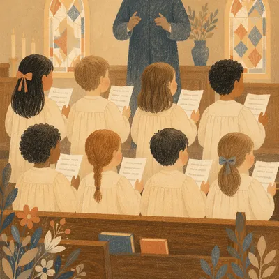 Children Singing in Church Choir Robes