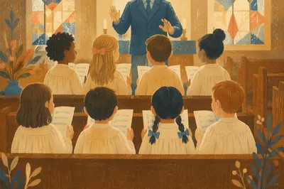 Children Singing in Church Choir Robes