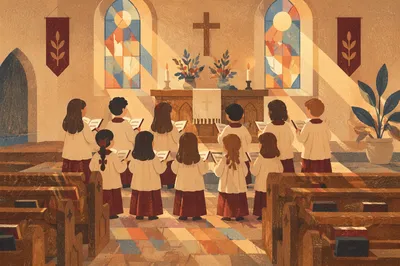Children Singing in Church Choir Robes