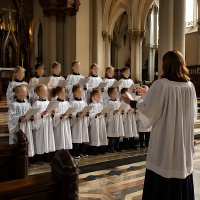 Children's Choir Rehearsal in Historic Church
