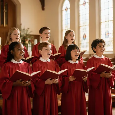 Children Singing in Church Choir Robes