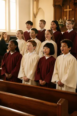 Children Singing in Church Choir Robes