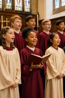 Children Singing in Traditional Church Choir
