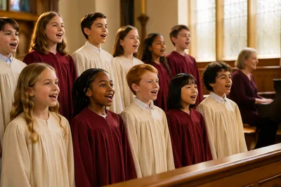 Children Singing in Church Choir Robes