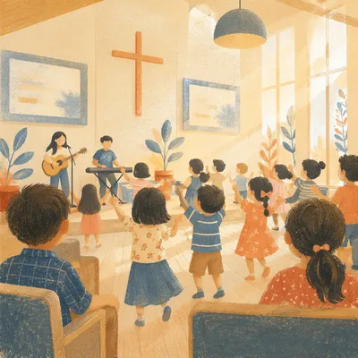 Joyful Children Worship in Modern Church