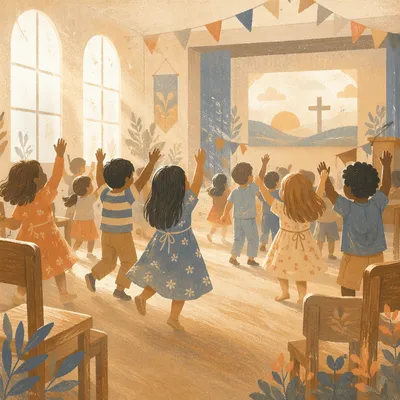 Joyful Children Worship in Church Hall