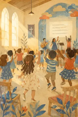 Joyful Children Worship in Church Hall
