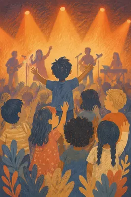 Joyful Children Worship in Church Auditorium