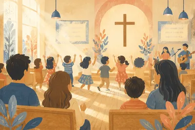Joyful Children Worship in Modern Church