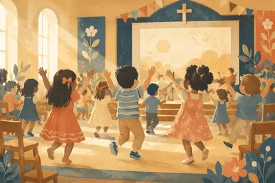 Joyful Children Worship in Church Hall