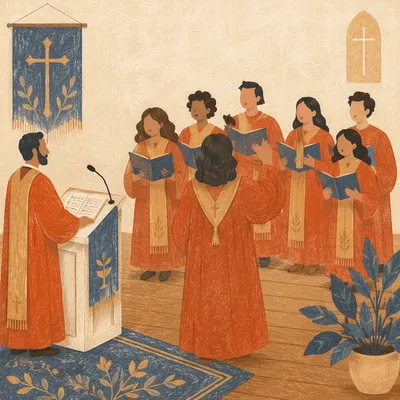 Church Choir Rehearsal in Warm Robes