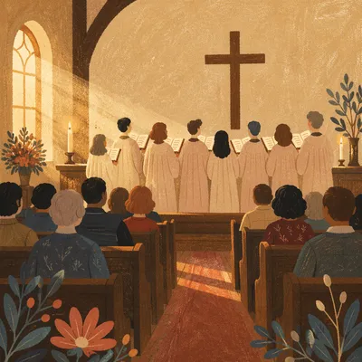 Evening Choir Rehearsal in Wooden Chapel