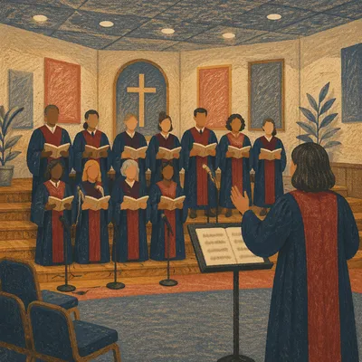Church Choir Rehearsal in Navy Robes