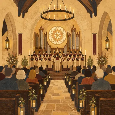 Church Choir Singing in Warm Sanctuary
