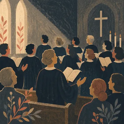 Evening Church Choir in Dark Robes