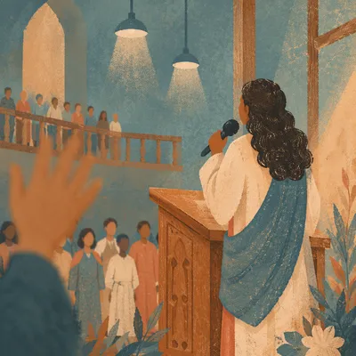 Reverent Church Choir Worship in Robes