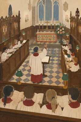 Church Choir Rehearsal in Historic Chapel