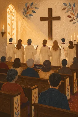 Evening Choir Rehearsal in Wooden Chapel