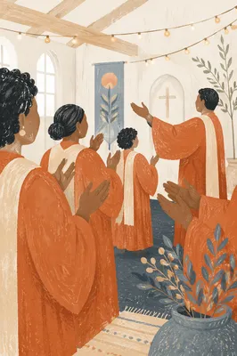 Church Choir Rehearsal in Warm Robes