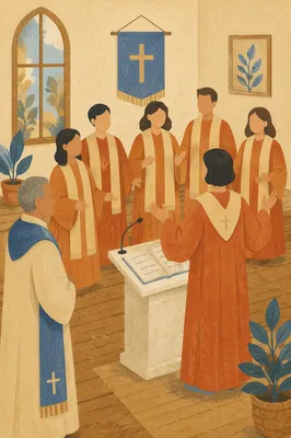 Church Choir Rehearsal in Warm Robes