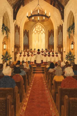 Choir Singing in Warm Church Sanctuary