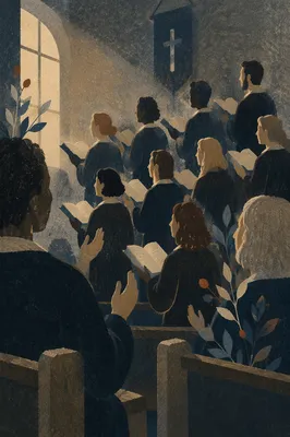 Church Choir in Evening Worship Service