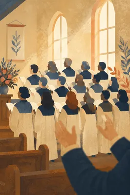 Sunlit Church Choir in Cream and Navy Robes