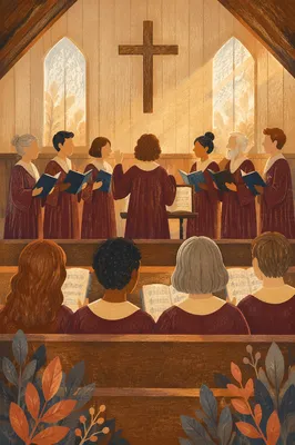 Church Choir Rehearsal in Warm Sanctuary